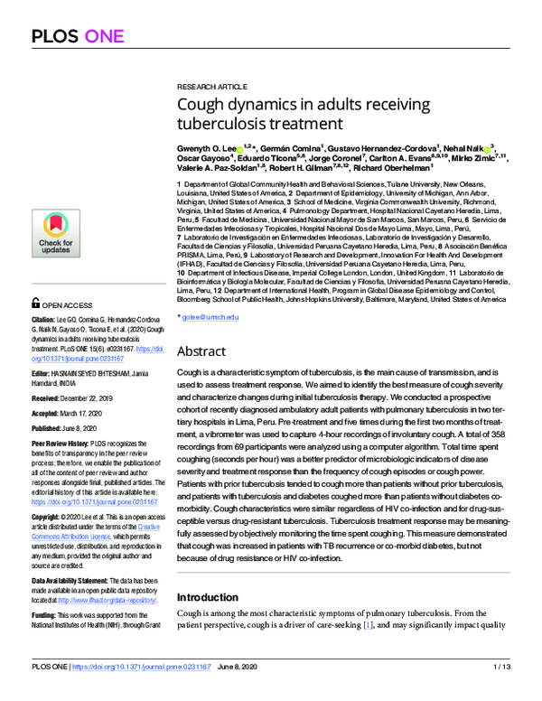 (PDF) Cough dynamics in adults receiving tuberculosis treatment