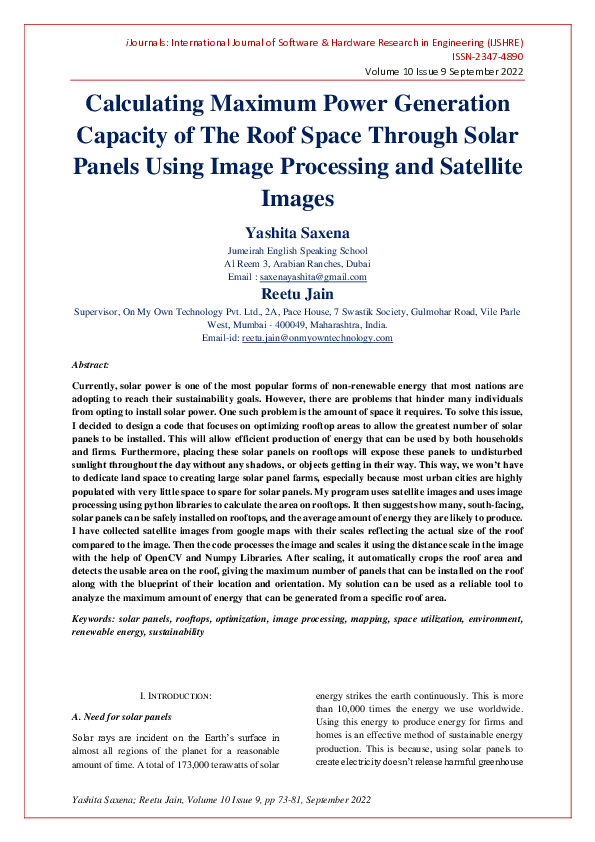 (PDF) Calculating Maximum Power Generation Capacity of The Roof Space ...