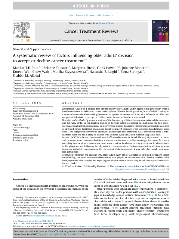(PDF) A systematic review of factors influencing older adults' decision ...