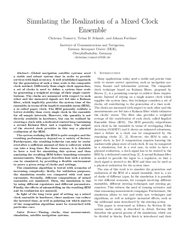 (PDF) Simulating the Realization of a Mixed Clock Ensemble