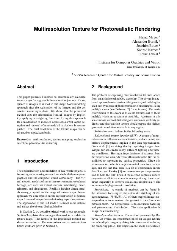 (PDF) Multiresolution texture for photorealistic rendering