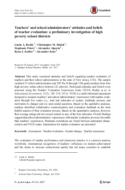 (PDF) Teachers’ and school administrators’ attitudes and beliefs of ...