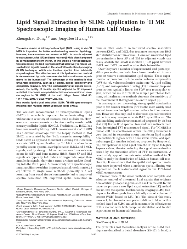 (PDF) Lipid signal extraction by SLIM: Application to1H MR ...