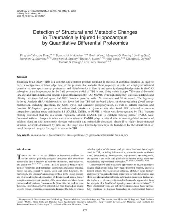 (PDF) Detection of Structural and Metabolic Changes in Traumatically ...