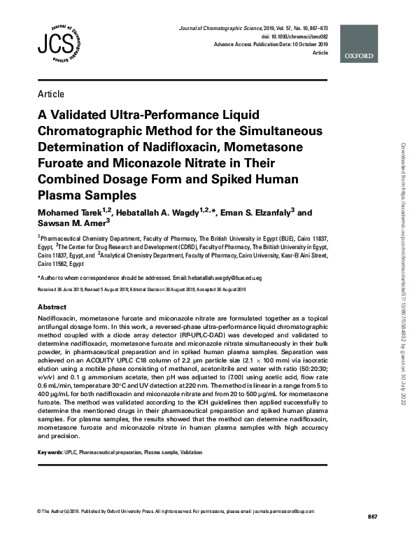(PDF) A Validated UltraPerformance Liquid Chromatographic Method for