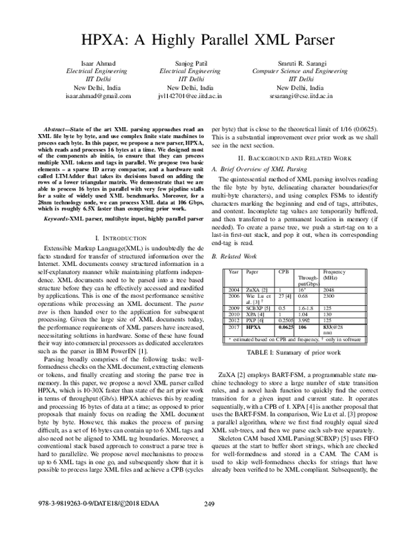 (PDF) HPXA: A highly parallel XML parser