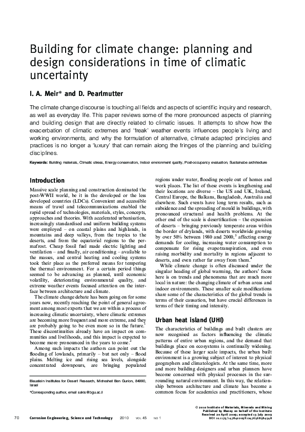 (PDF) Building for climate change: planning and design considerations ...