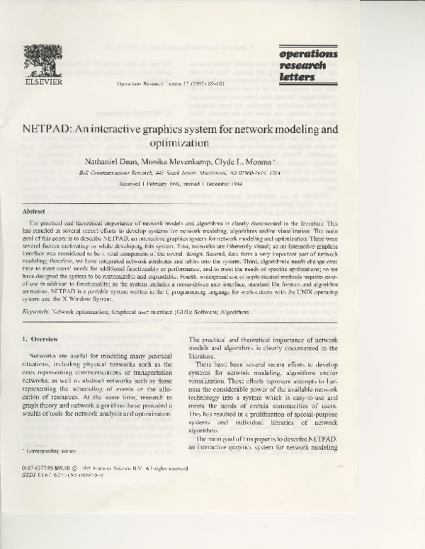 (PDF) NETPAD: An interactive graphics system for network modeling and ...