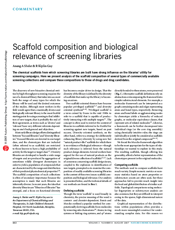 (PDF) Scaffold composition and biological relevance of screening libraries