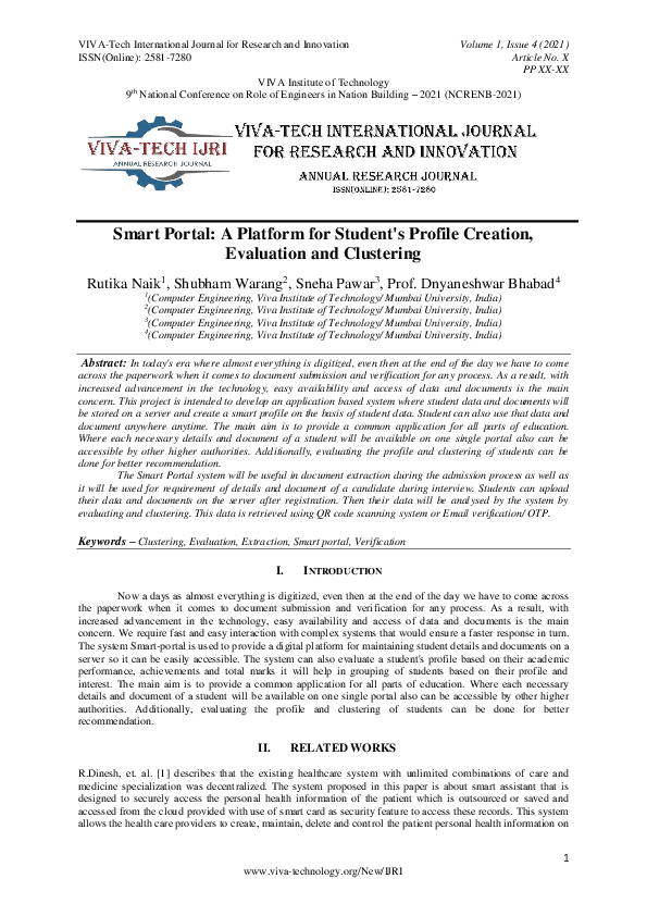 (PDF) Smart Portal: A Platform for Student's Profile Creation ...