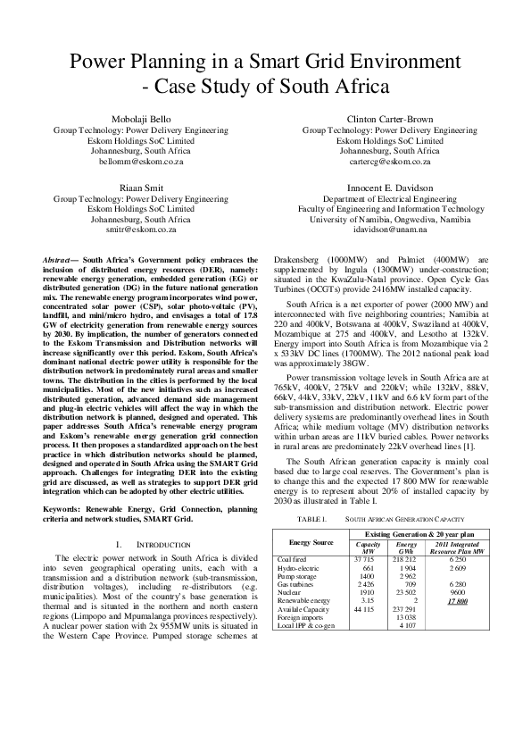 (PDF) Power Planning in a Smart Grid Environment - A Case Study of ...