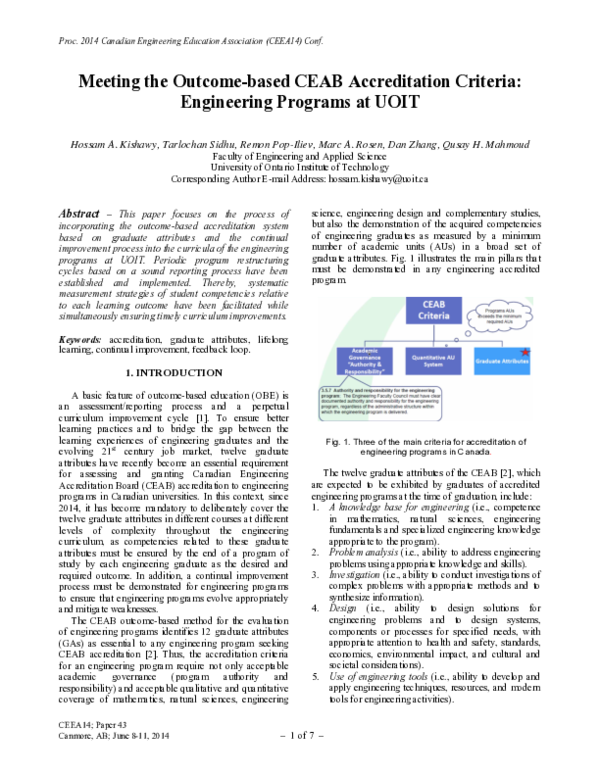 (PDF) Meeting the Outcome-based CEAB Accreditation Criteria ...