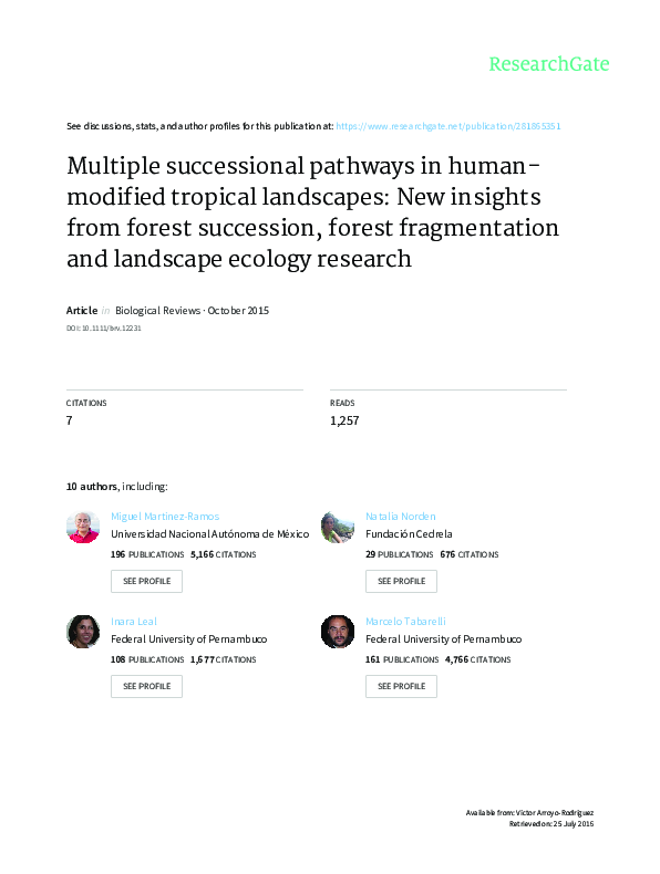(PDF) Multiple successional pathways in human-modified tropical ...