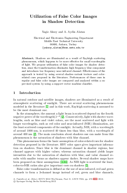 (PDF) Utilization of False Color Images in Shadow Detection