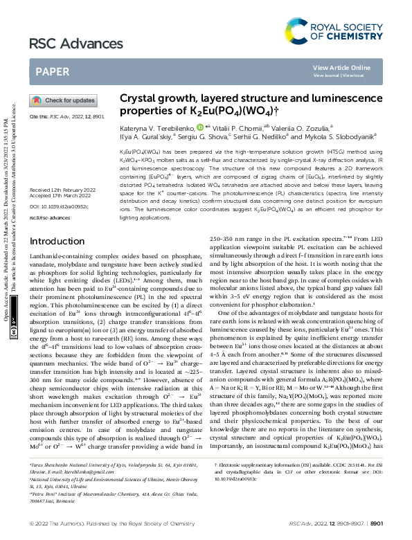 (PDF) Crystal growth, layered structure and luminescence properties of ...