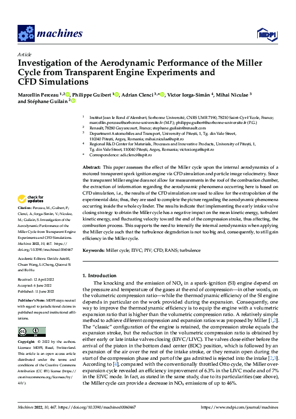 (PDF) Investigation of the Aerodynamic Performance of the Miller Cycle ...