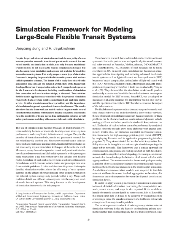 (PDF) Simulation Framework for Modeling Large-Scale Flexible Transit ...