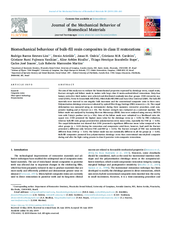 (PDF) Biomechanical behaviour of bulk-fill resin composites in class II ...