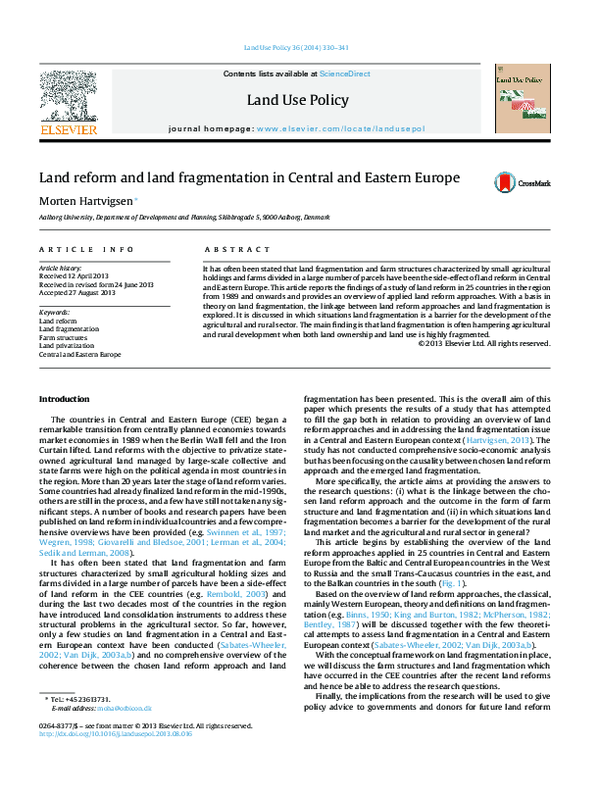 (PDF) Land reform and land fragmentation in Central and Eastern Europe