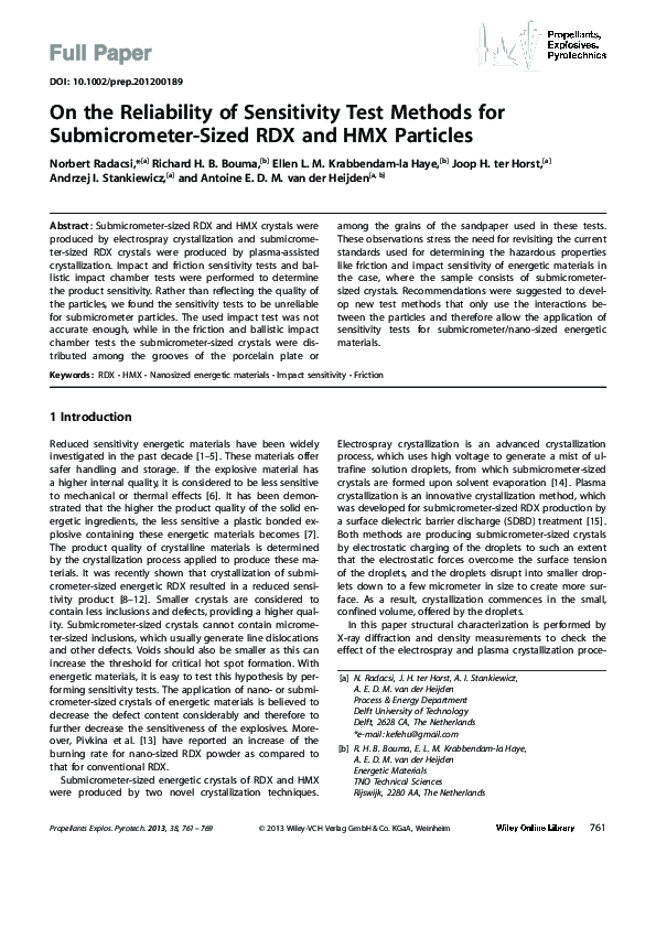 (PDF) On the Reliability of Sensitivity Test Methods for Submicrometer ...