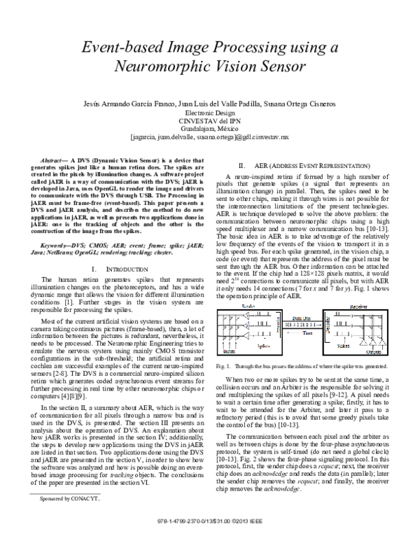 (PDF) Event-based image processing using a neuromorphic vision sensor