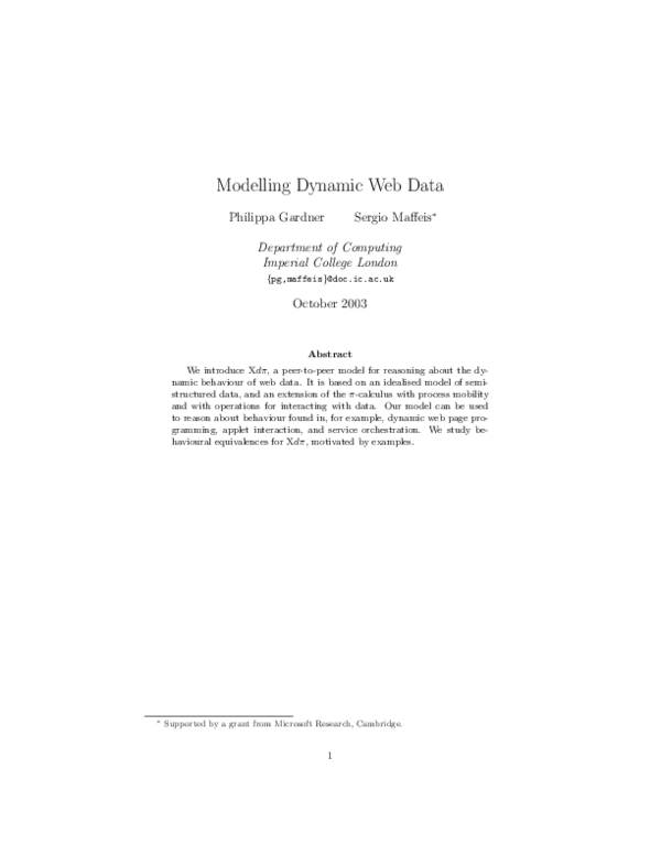 (PDF) Modelling dynamic web data