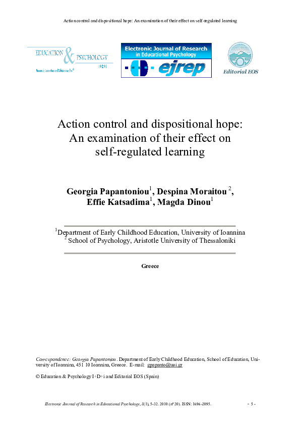 (PDF) Action control and dispositional hope: An examination of their ...