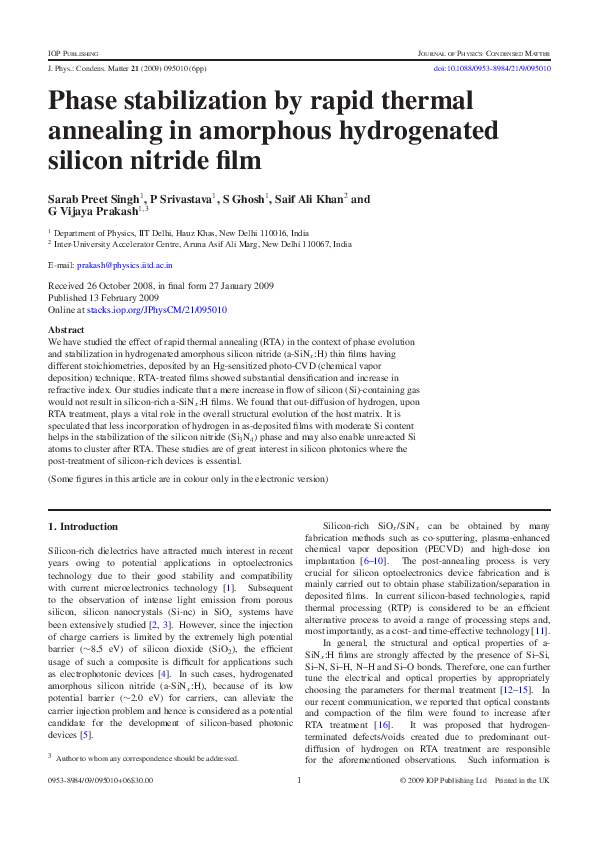 (PDF) Phase stabilization by rapid thermal annealing in amorphous ...