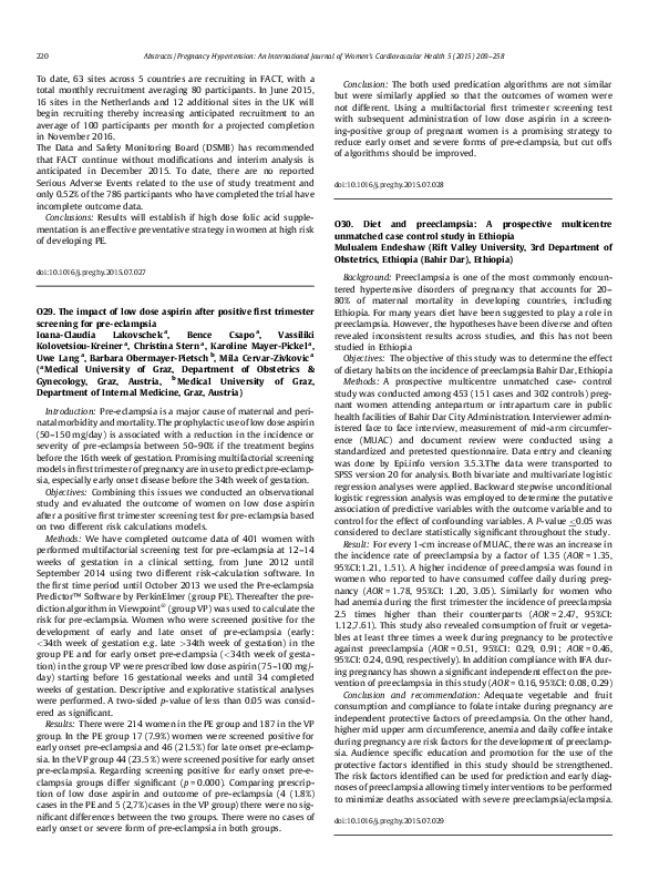 (PDF) O29. The impact of low dose aspirin after positive first
