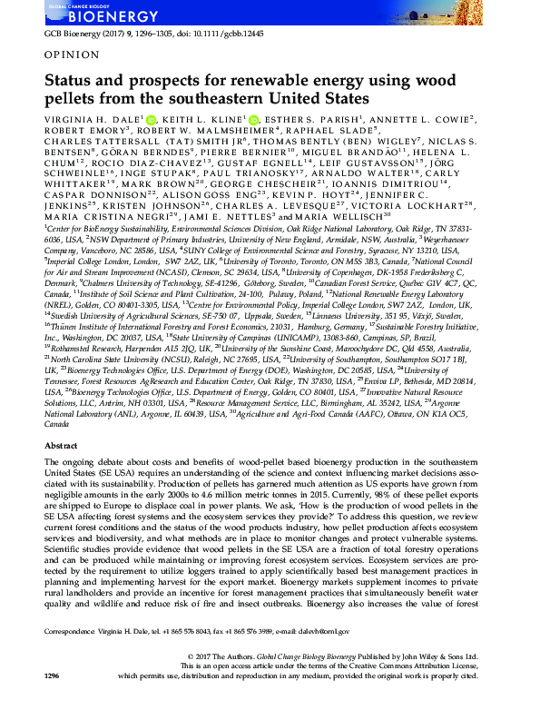 (PDF) Status and prospects for renewable energy using wood pellets from ...