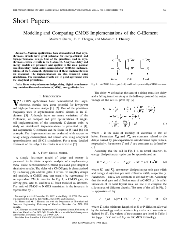 (PDF) Modeling and comparing CMOS implementations of the C-element