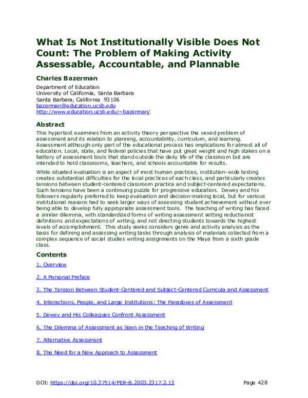 (PDF) What Is Not Institutionally Visible Does Not Count: The Problem ...
