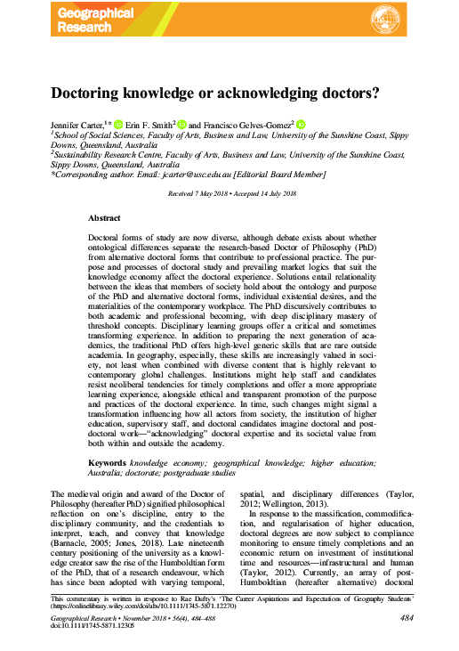 (PDF) Doctoring knowledge or acknowledging doctors?