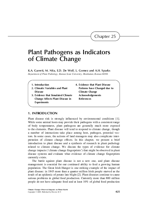 (PDF) Plant Pathogens as Indicators of Climate Change