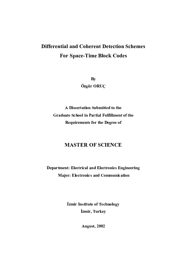 (PDF) Differential and coherent detection schemes for space-time block ...