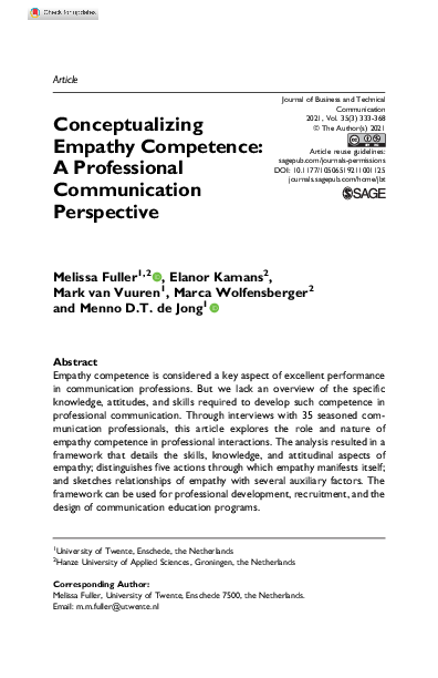 (PDF) Conceptualizing Empathy Competence: A Professional Communication ...