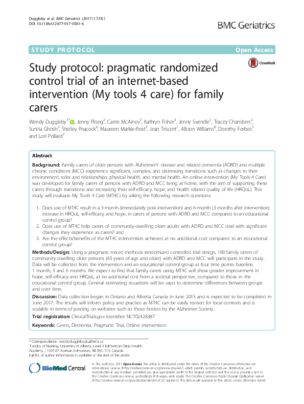(PDF) Study protocol: pragmatic randomized control trial of an internet ...