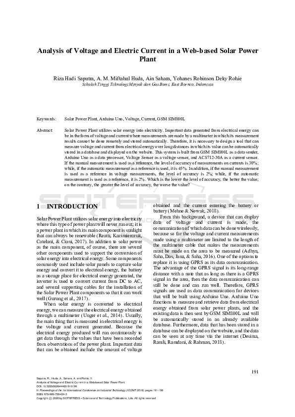 (PDF) Analysis of Voltage and Electric Current in a Web-based Solar ...