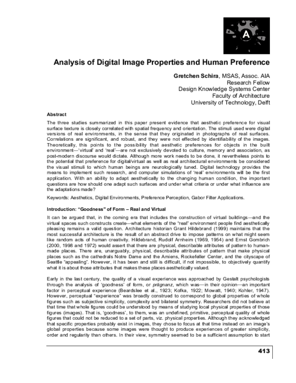 (PDF) Analysis of Digital Image Properties and Human Preference