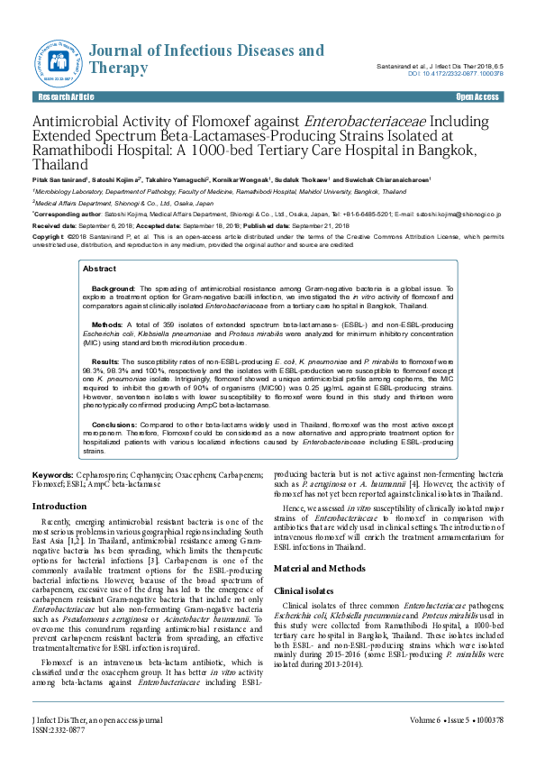 (PDF) Antimicrobial Activity of Flomoxef against Enterobacteriaceae ...