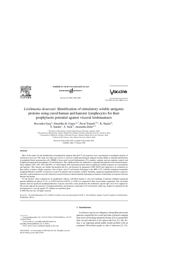 (PDF) Leishmania donovani: Identification of stimulatory soluble ...