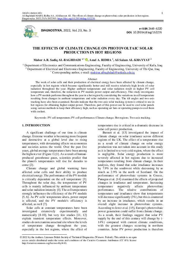 (PDF) The effects of climate change on photovoltaic solar production in ...