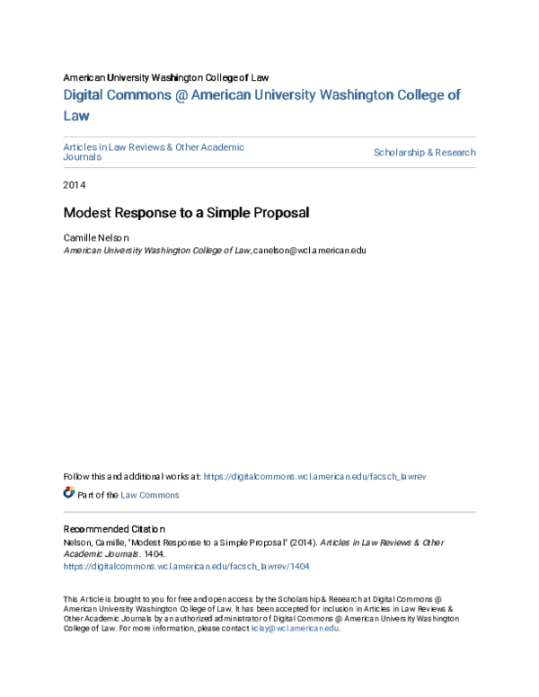 (PDF) Modest Response to a Simple Proposal