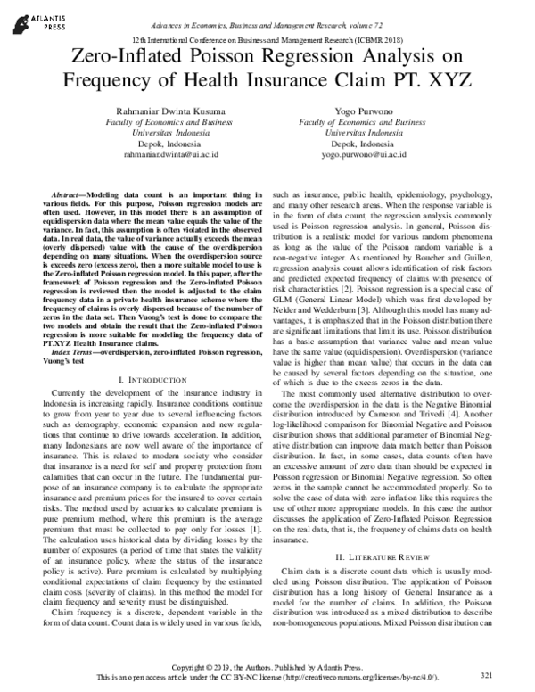 (PDF) ZeroInflated Poisson Regression Analysis On Frequency Of Health