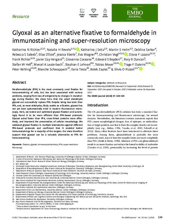 (PDF) Glyoxal as an alternative fixative to formaldehyde in