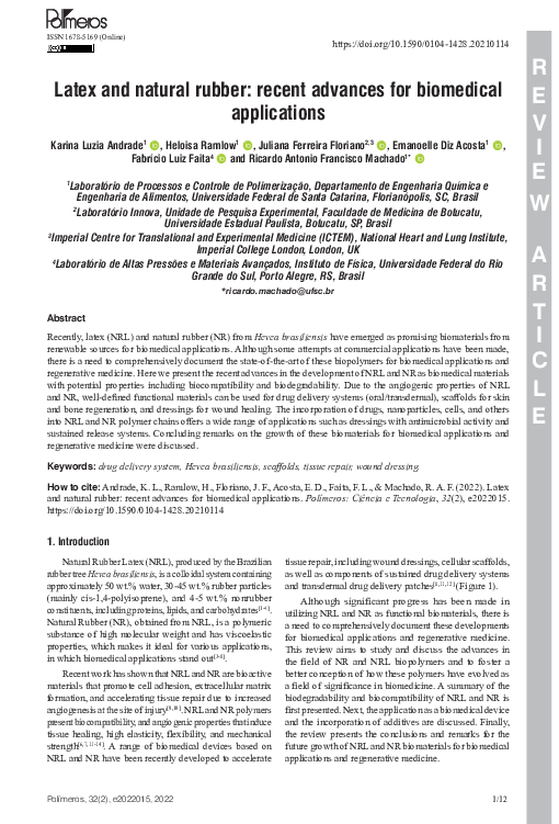 (pdf) latex and natural rubber: recent advances for biomedical