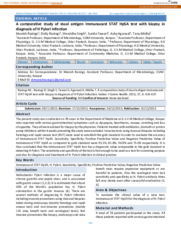(PDF) A comparative study of stool antigen Immunocard STAT HpSA test ...