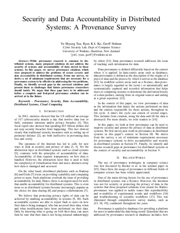 (PDF) Security and data accountability in distributed systems: A ...
