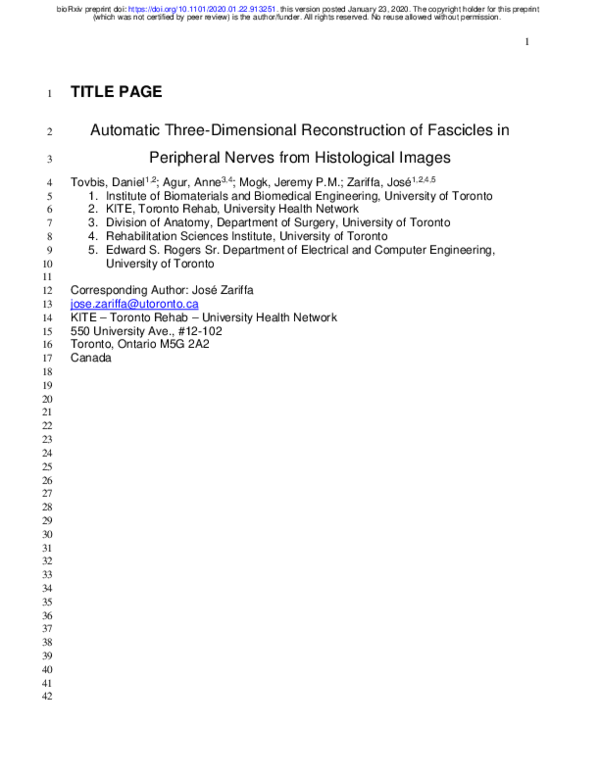 (PDF) Automatic Three-Dimensional Reconstruction of Fascicles in ...