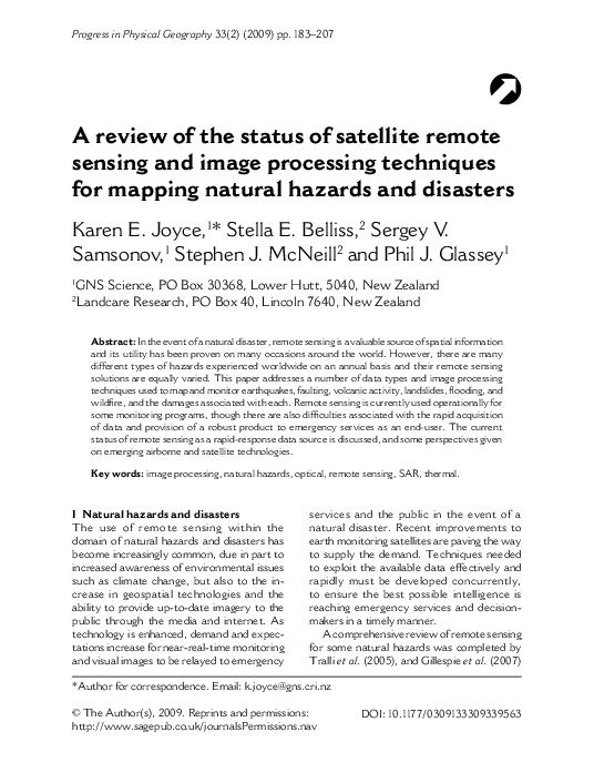(PDF) A review of the status of satellite remote sensing and image ...